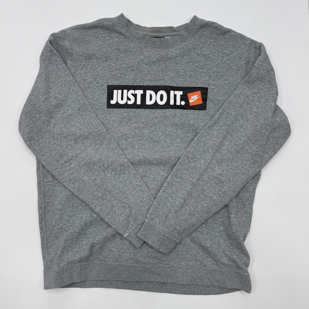 Nike Gray Crewneck Sweatshirt with 'Just Do It.' Chest Logo